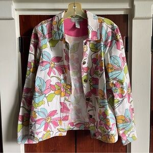 Vintage Analogy 100% Cotton Floral Denim Jacket Medium